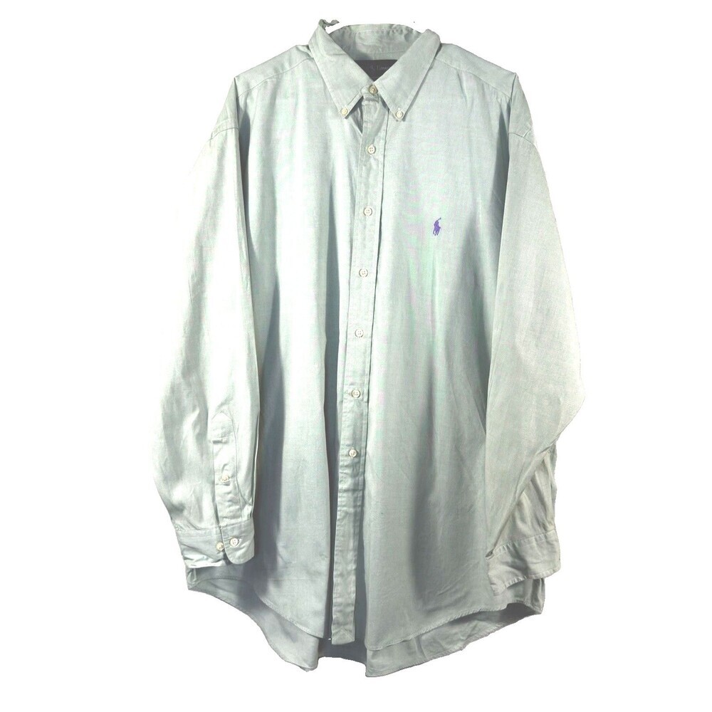 Vintage 90s Ralph Lauren Classic Fit Shirt 17.5 34/35 Sage Green Hong Kong XL